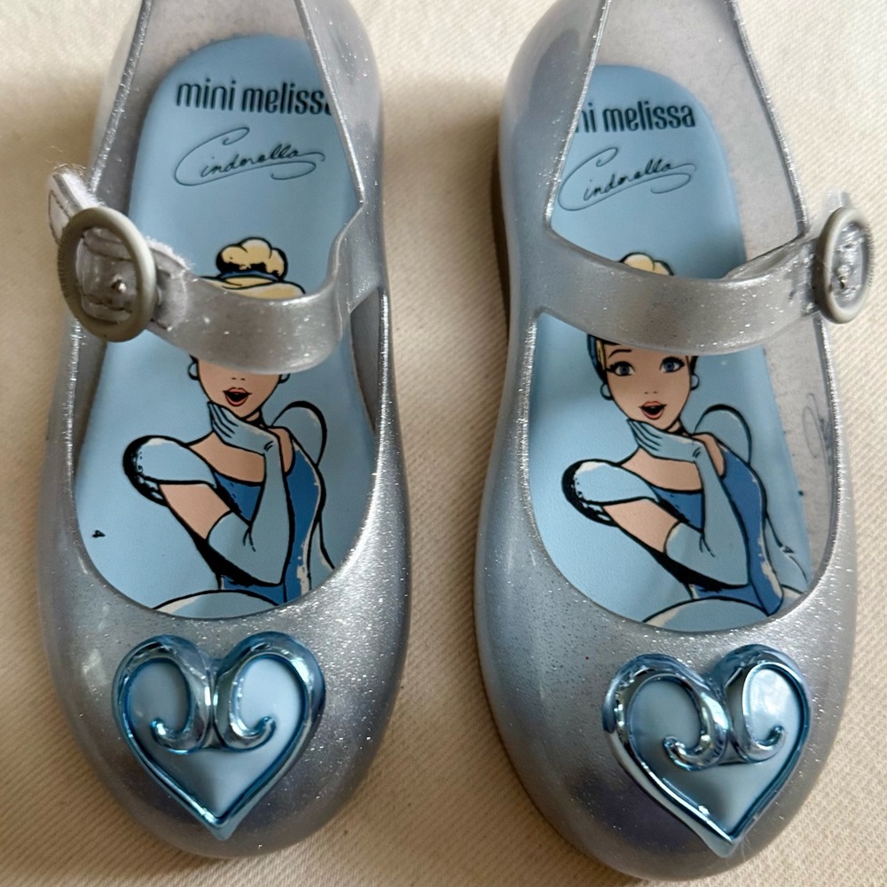 Mini Melissa Silver Cinderella Kids Shoes